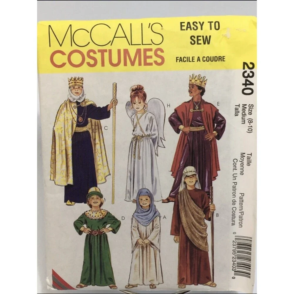 Costume Robe Shepard Angel Child Size 8-10 Uncut Sewing Pattern 2340 King
